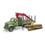 Bruder camion lemne Mack Granite cu macara de incarcare, graifer si 3 busteni